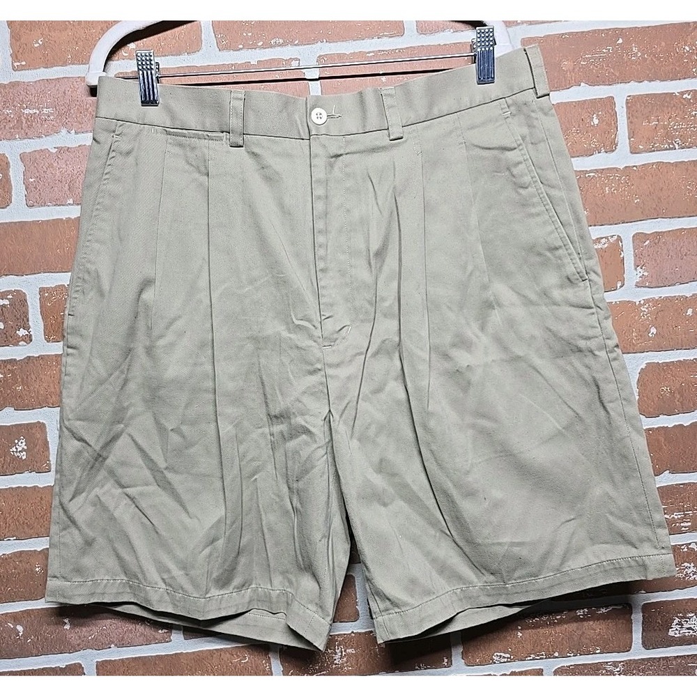 Ping Shorts Mens‎ Sz 36 Khaki Cotton Pleated Front High Rise Chino Golf Comfort